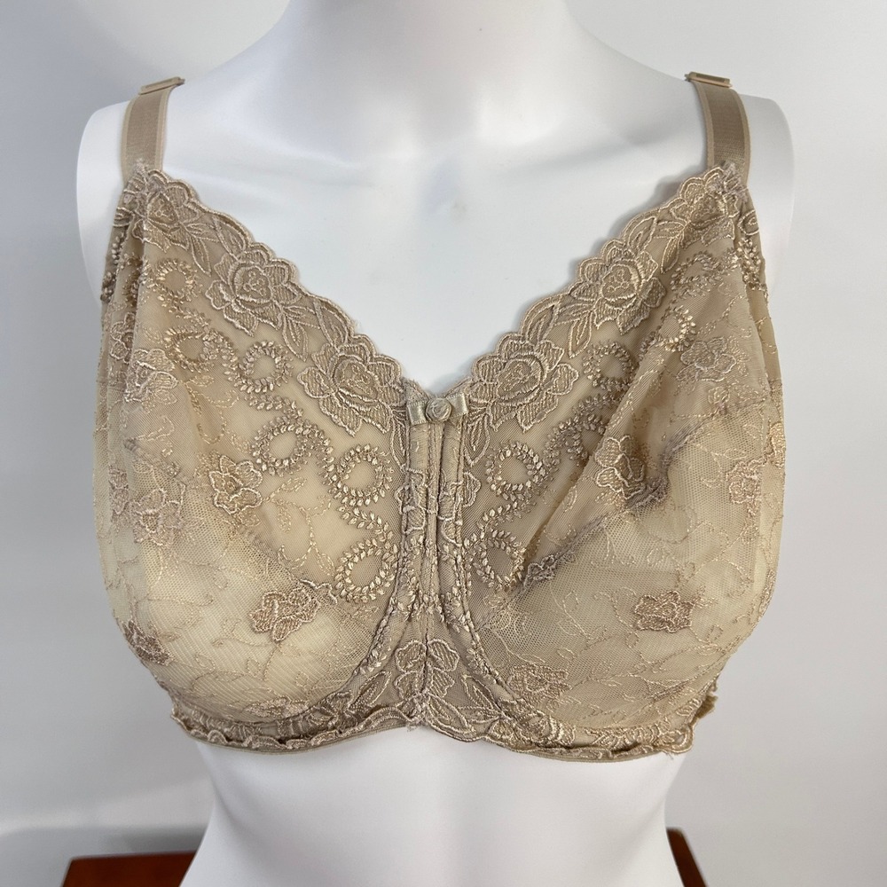Wacoal Renaissance Rose‎ 85720 Bra 36DDD Beige Lace Full Coverage Underwire